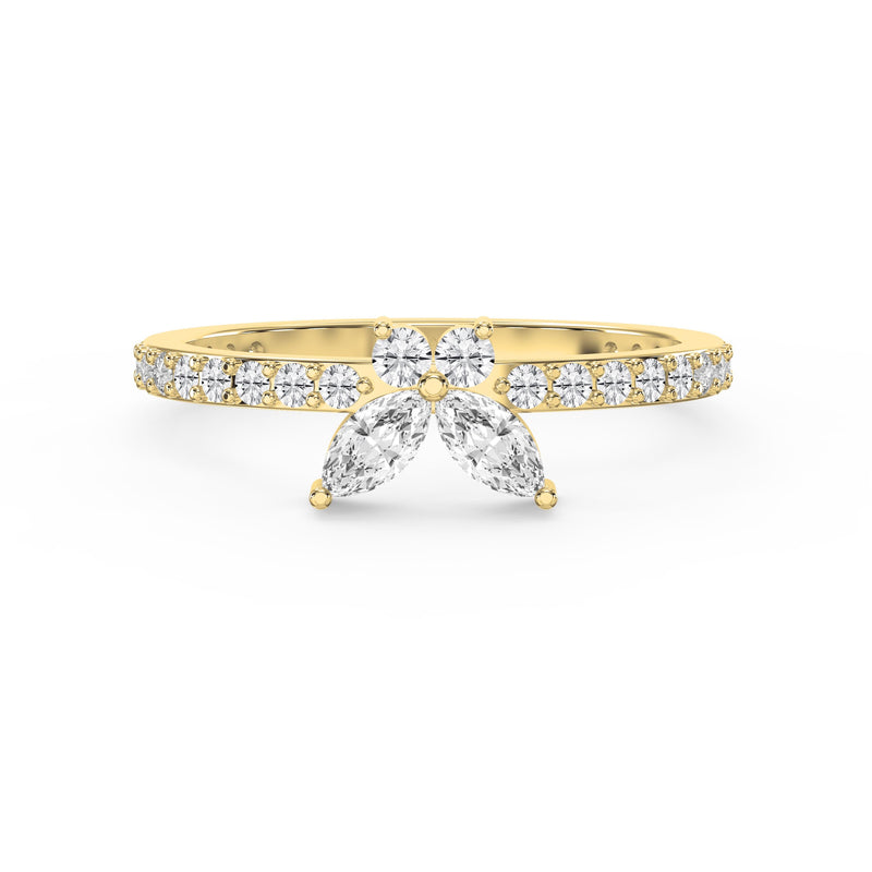 Elegant Floral Marquise and Round Diamond Ring, view 1