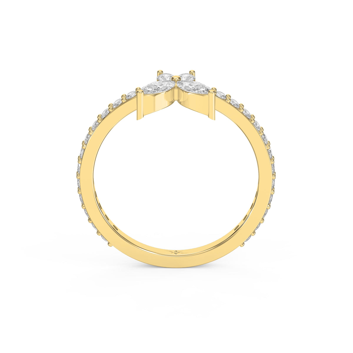 Elegant Floral Marquise and Round Diamond Ring, view 5