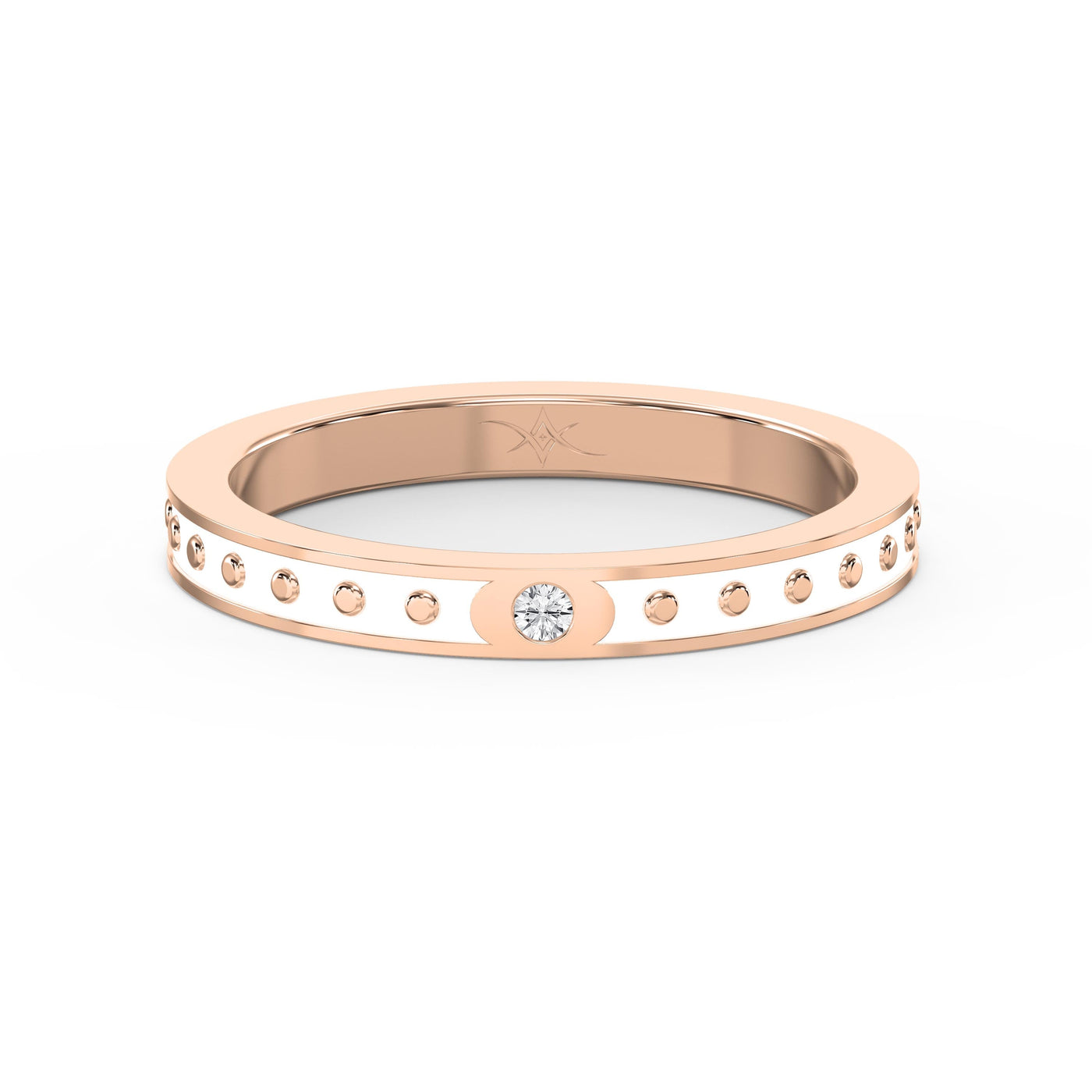 Minimalist Moon Motif Round Diamond Celestial Design Ring, view 7
