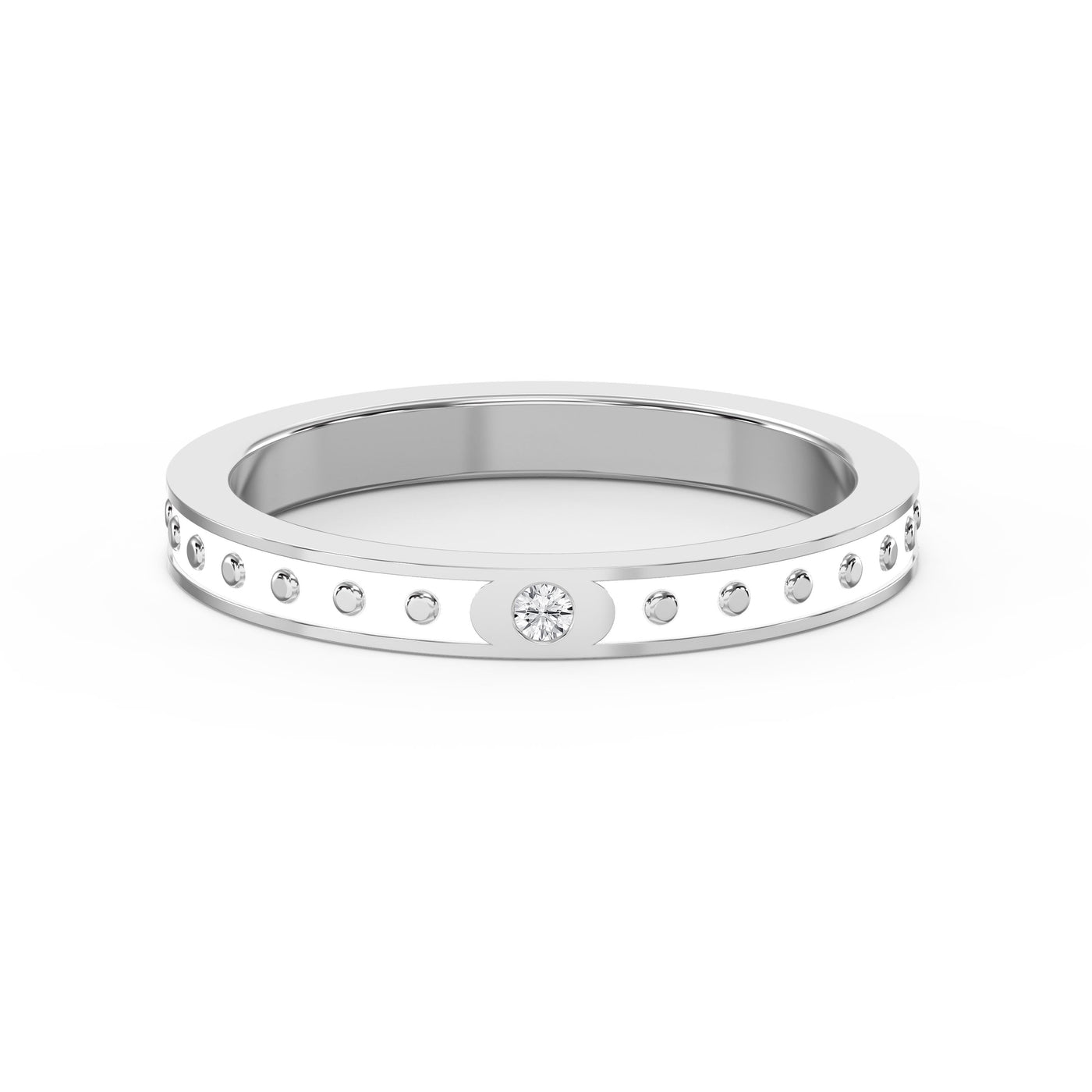 Minimalist Moon Motif Round Diamond Celestial Design Ring, view 6