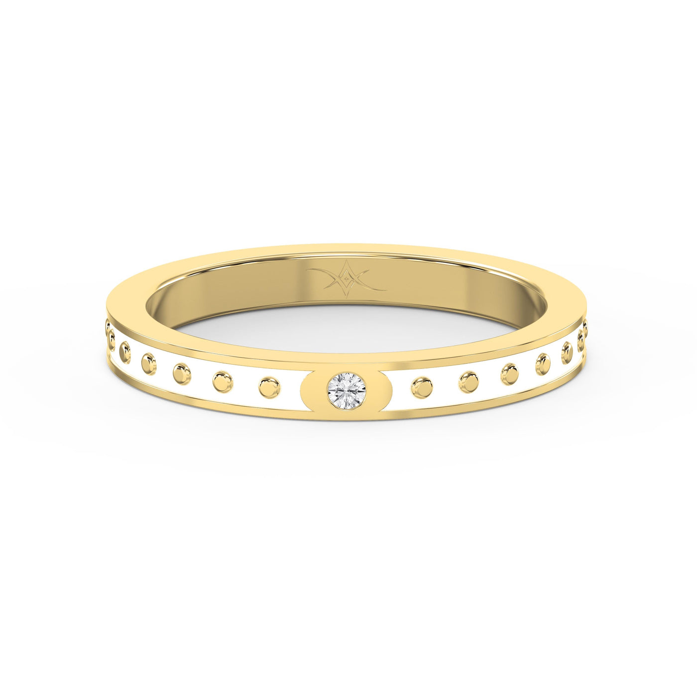 Minimalist Moon Motif Round Diamond Celestial Design Ring, view 1