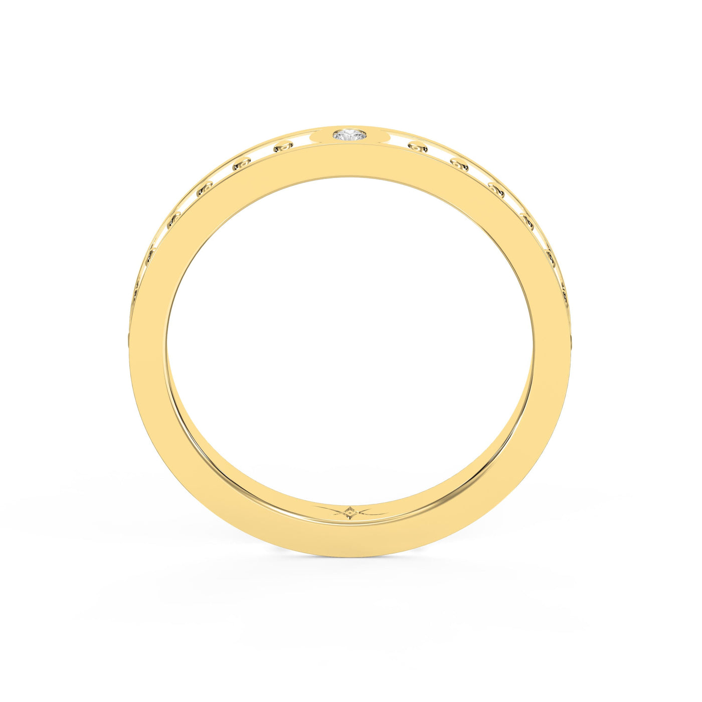 Minimalist Moon Motif Round Diamond Celestial Design Ring, view 5