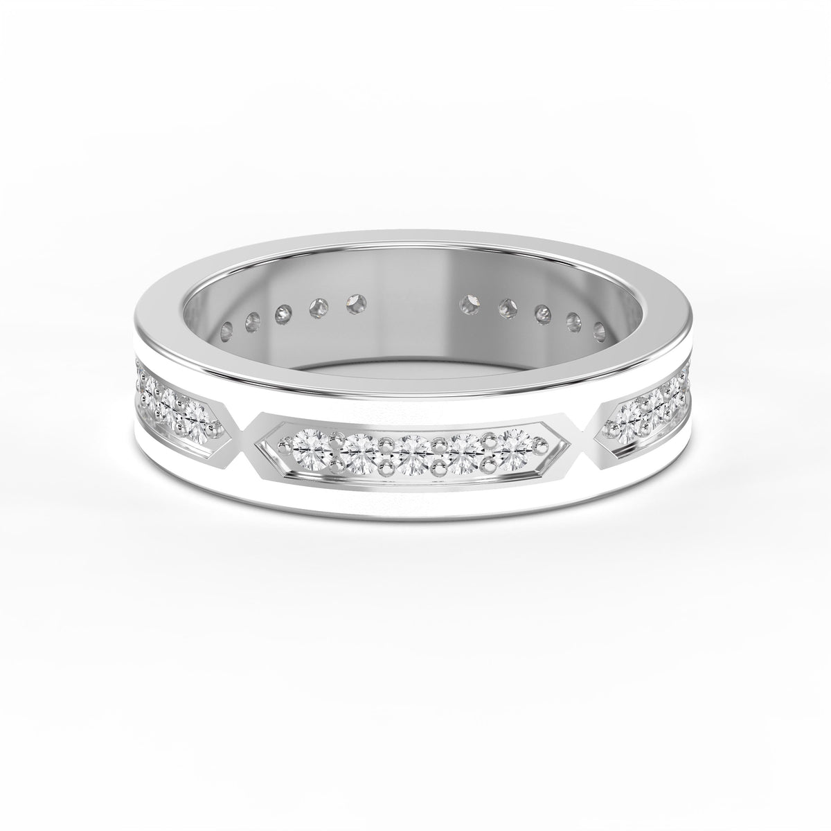 Round Diamond With White Enamel Band, view 6