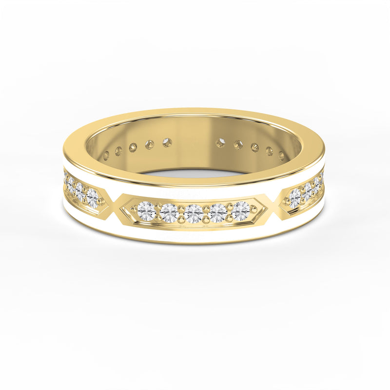 Round Diamond With White Enamel Band, view 1