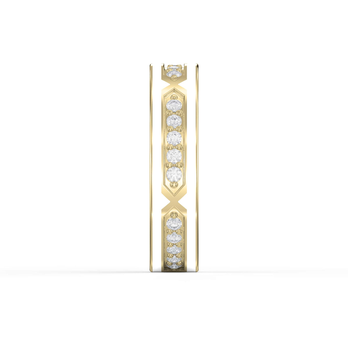 Round Diamond With White Enamel Band, view 4