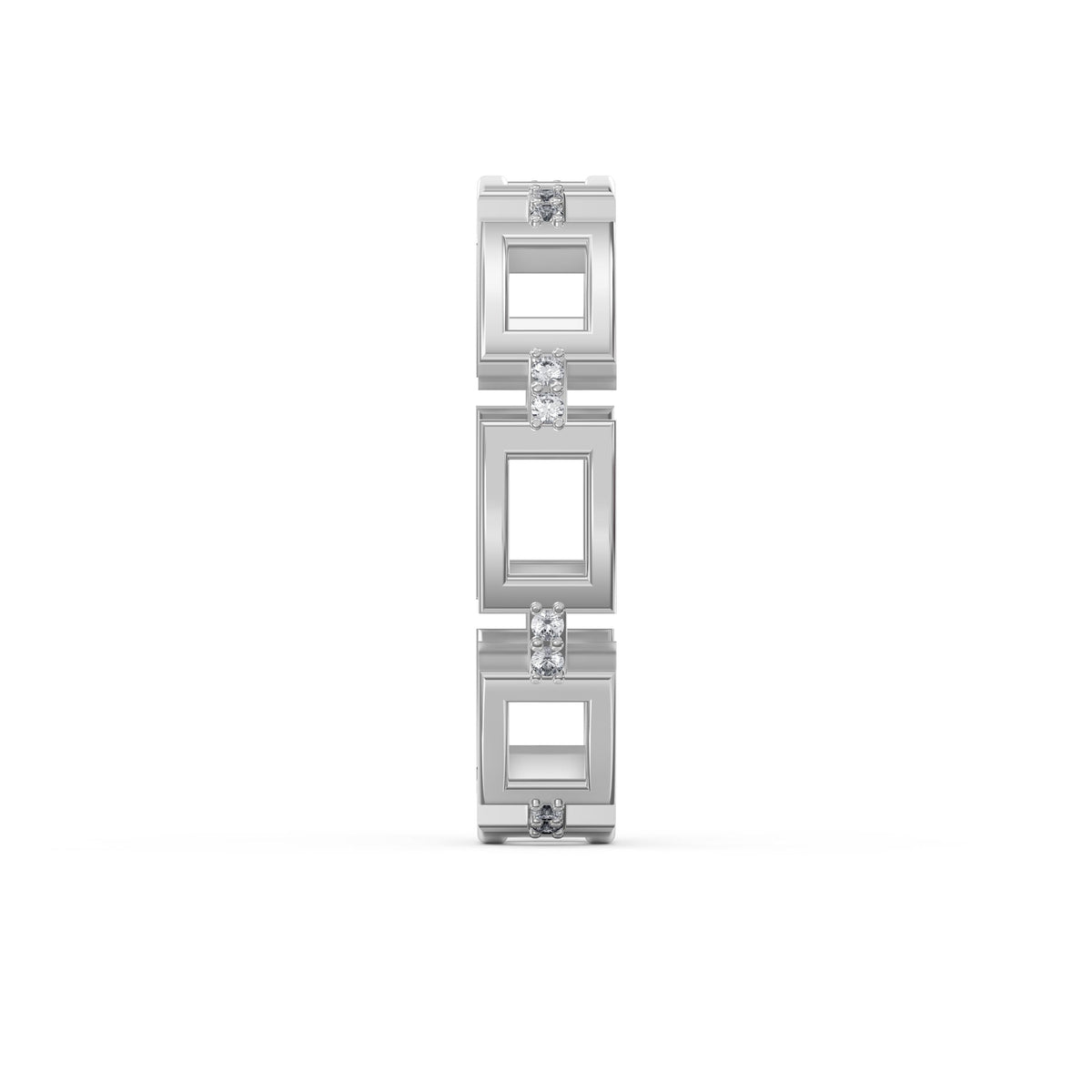 Square Link Dainty Round Diamond Wedding Band, view 4