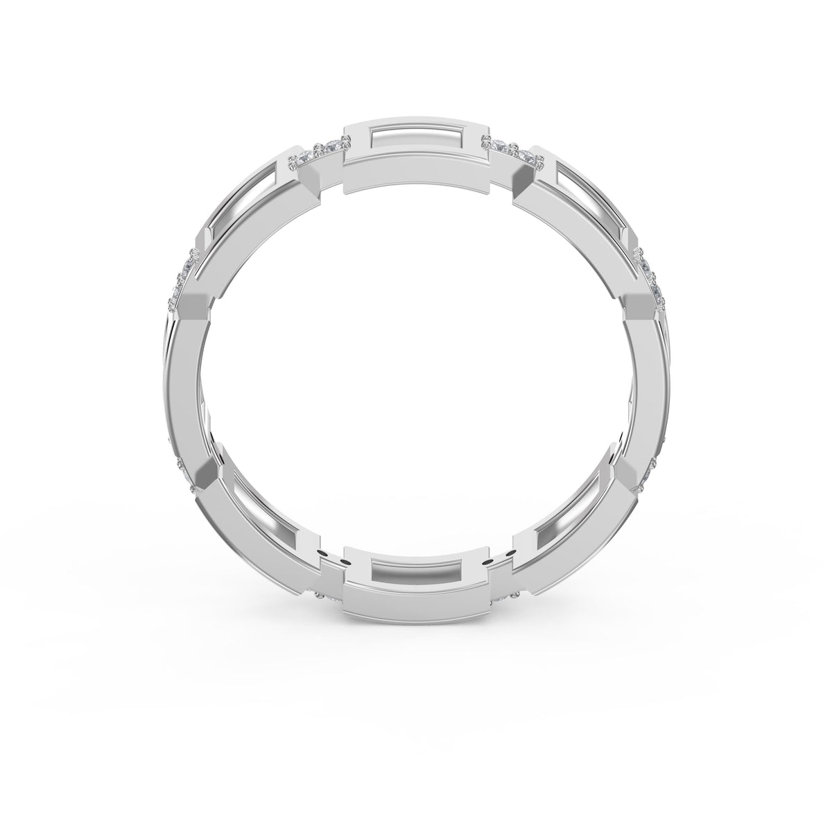 Square Link Dainty Round Diamond Wedding Band, view 5