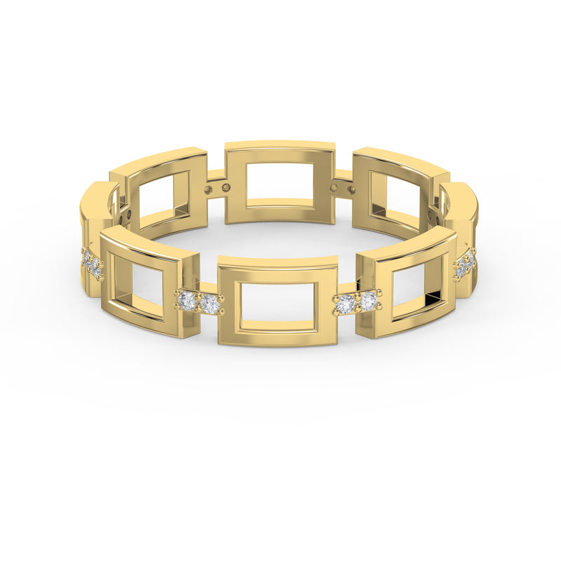 Square Link Dainty Round Diamond Wedding Band, view 1