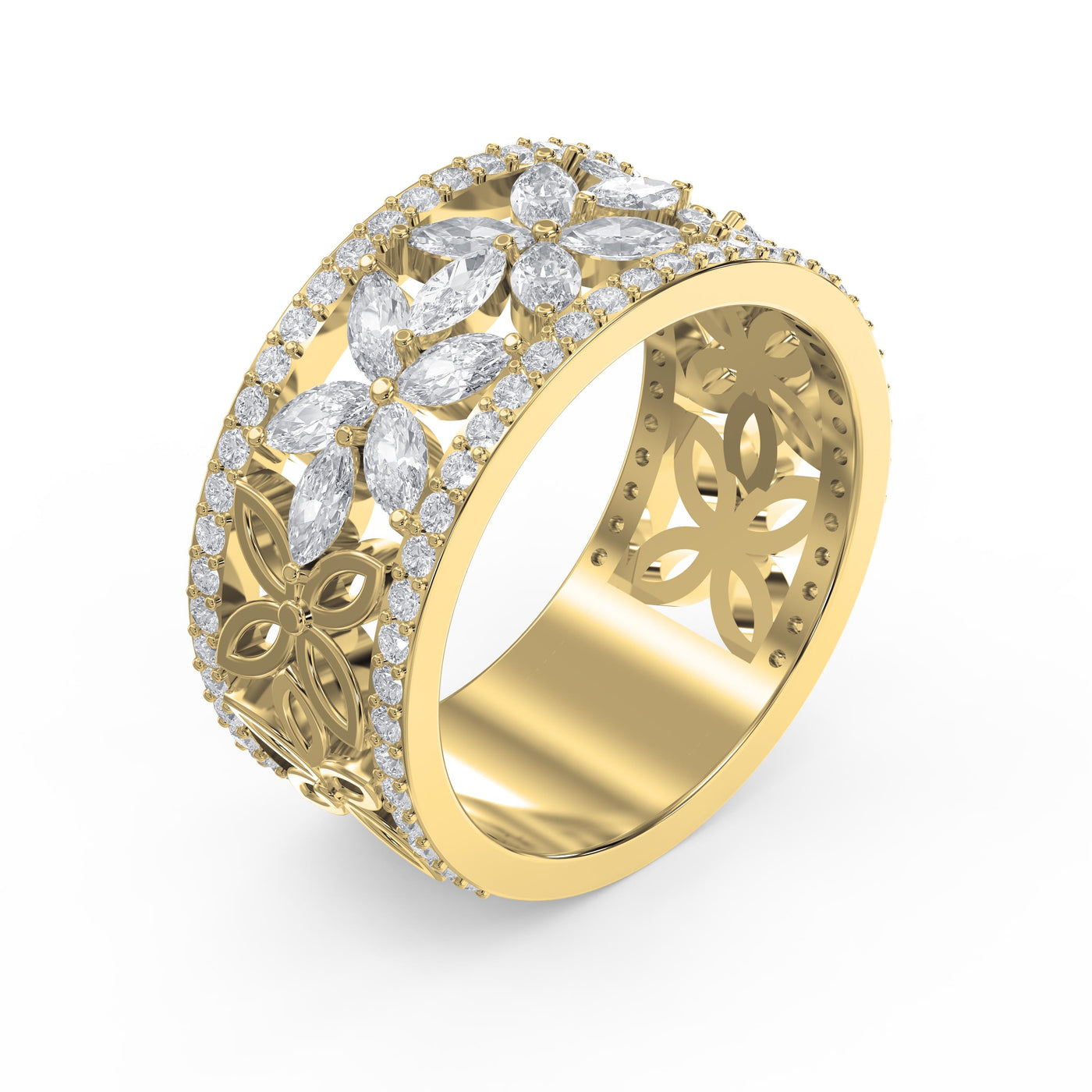Crafted Round & Marquise cut Diamond Band, view 3