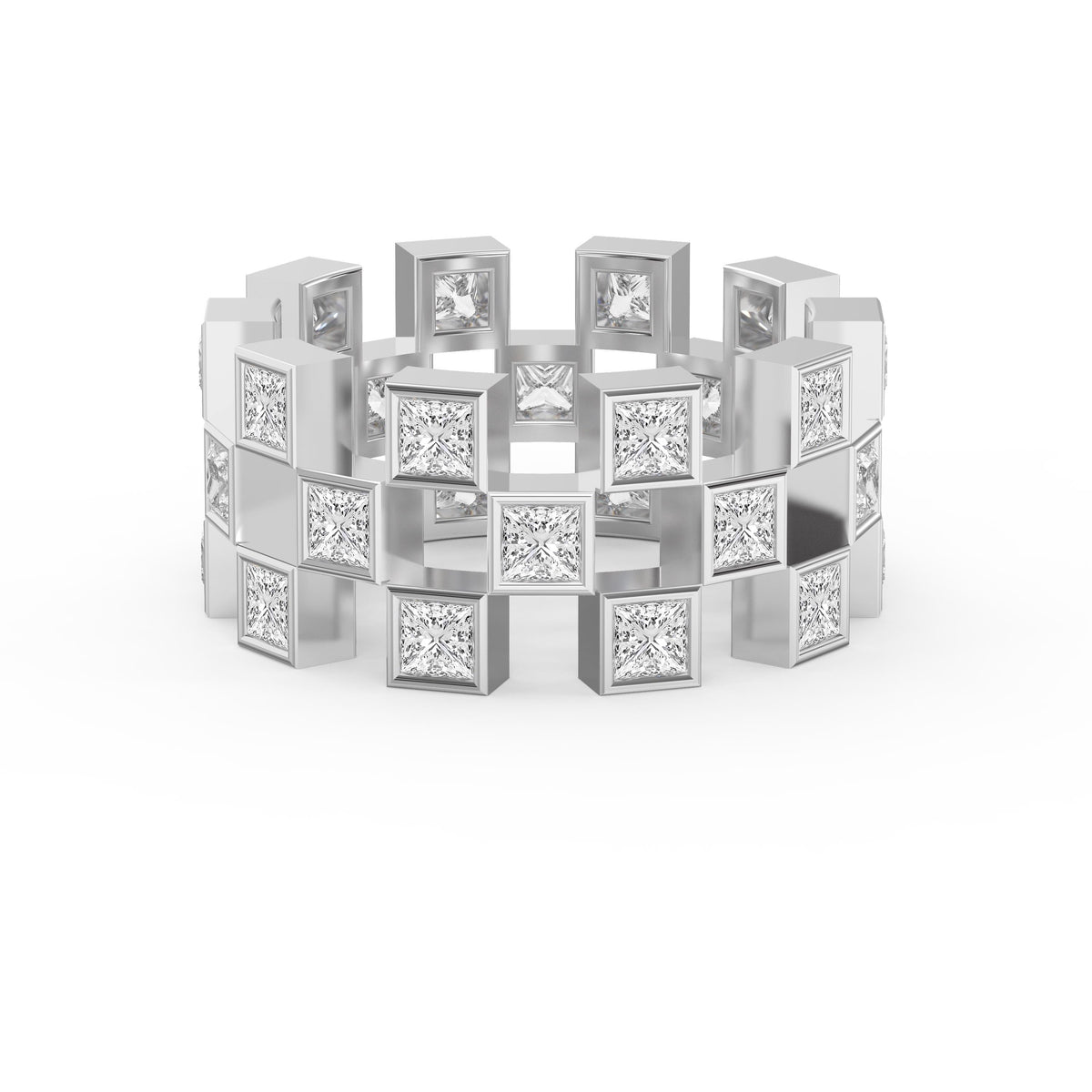 Bold Geometric Princess Cut Diamond Band, view 6