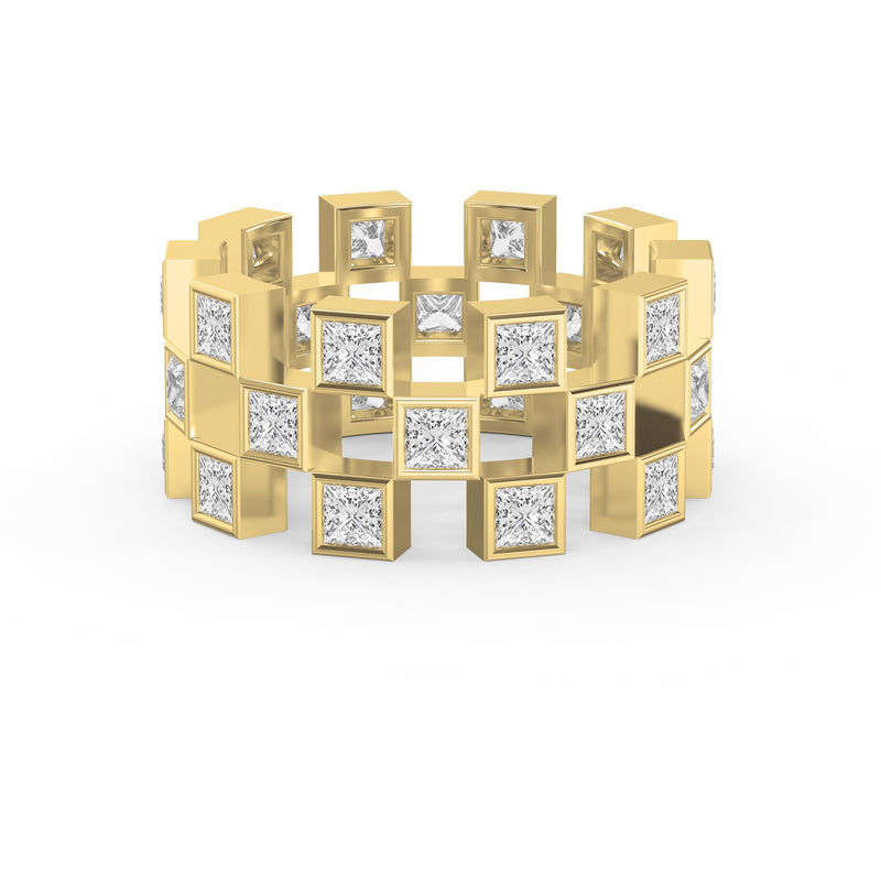 Bold Geometric Princess Cut Diamond Band, view 1