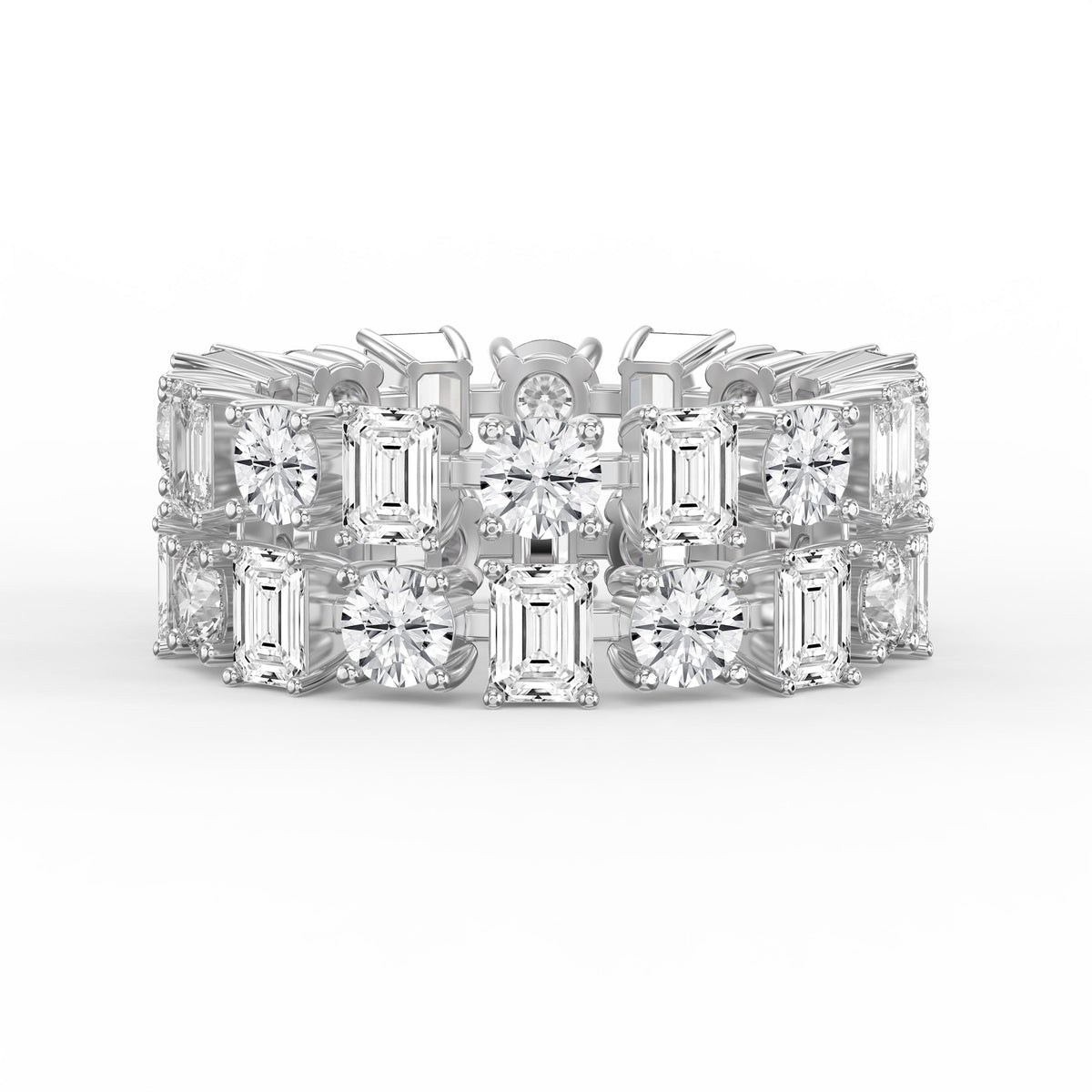 Uniqe Statement Wide Round & Emerald Diamond Band, view 6