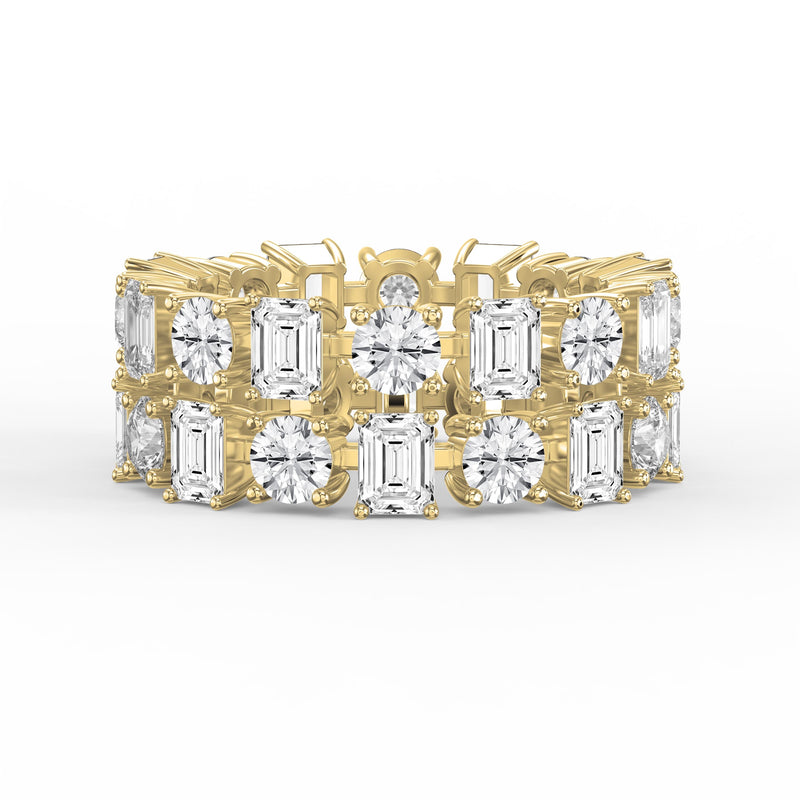 Uniqe Statement Wide Round & Emerald Diamond Band, view 1