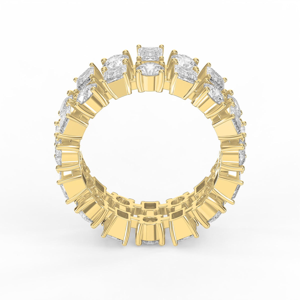 Uniqe Statement Wide Round & Emerald Diamond Band, view 4