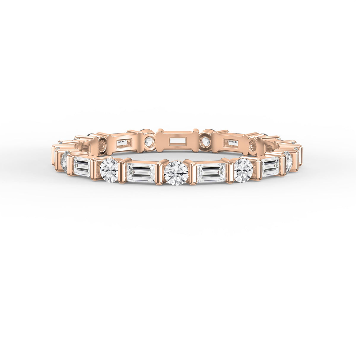 Round Baguette Cut Diamond Duo Ring, view 7