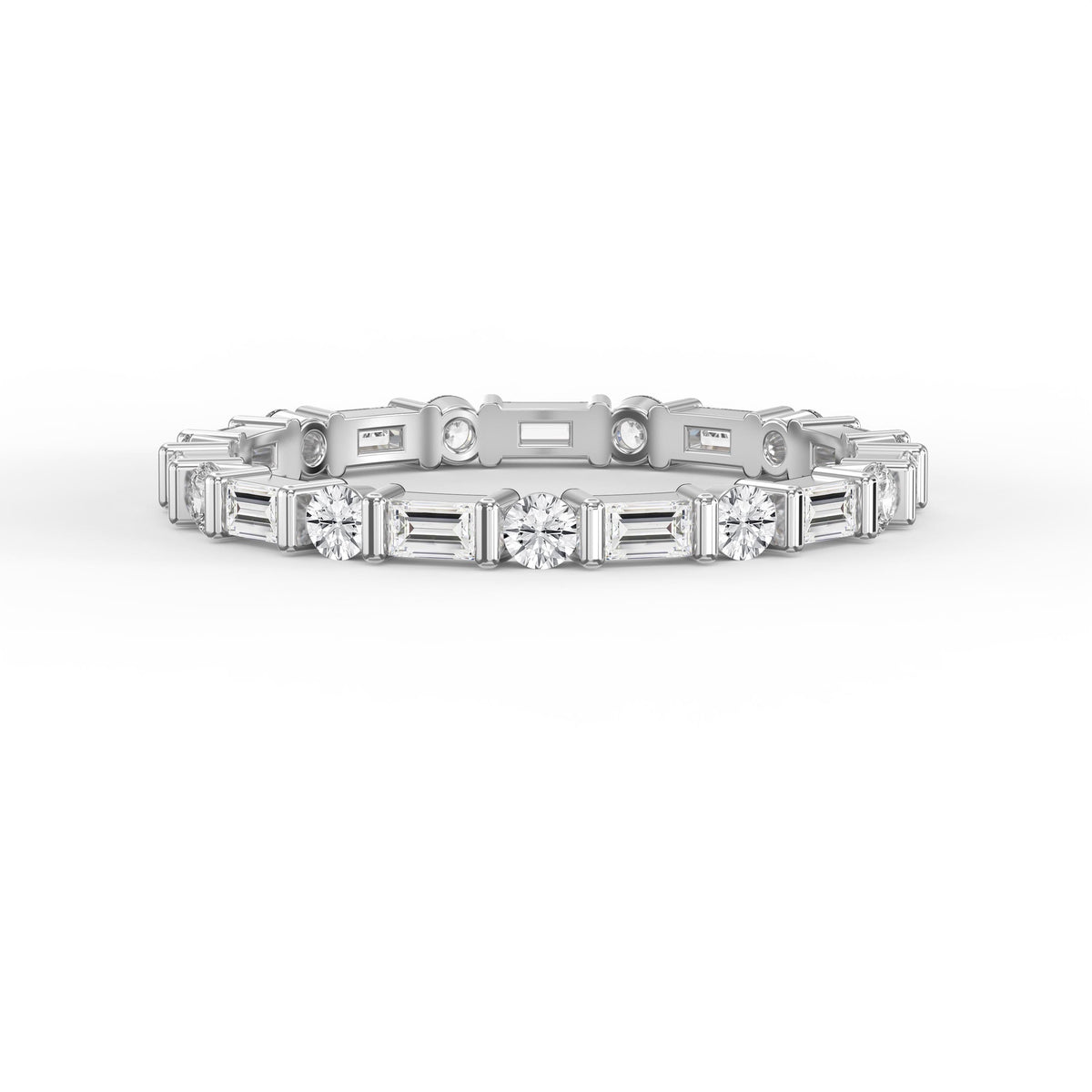 Round Baguette Cut Diamond Duo Ring, view 6