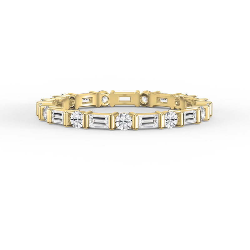 Round Baguette Cut Diamond Duo Ring, view 1