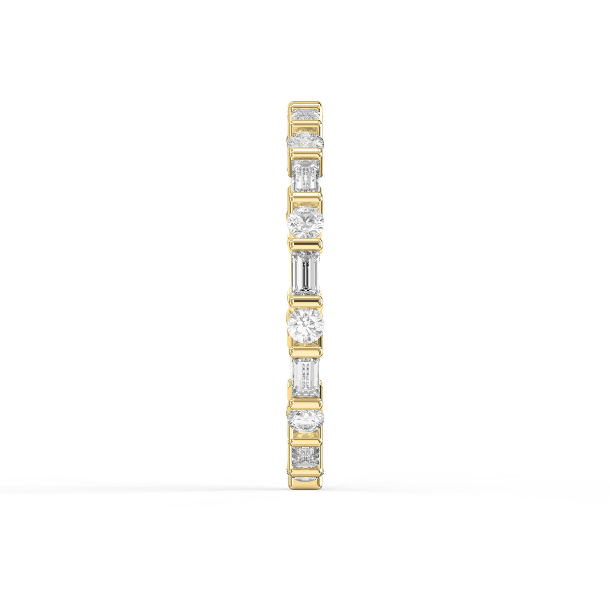Round Baguette Cut Diamond Duo Ring, view 4
