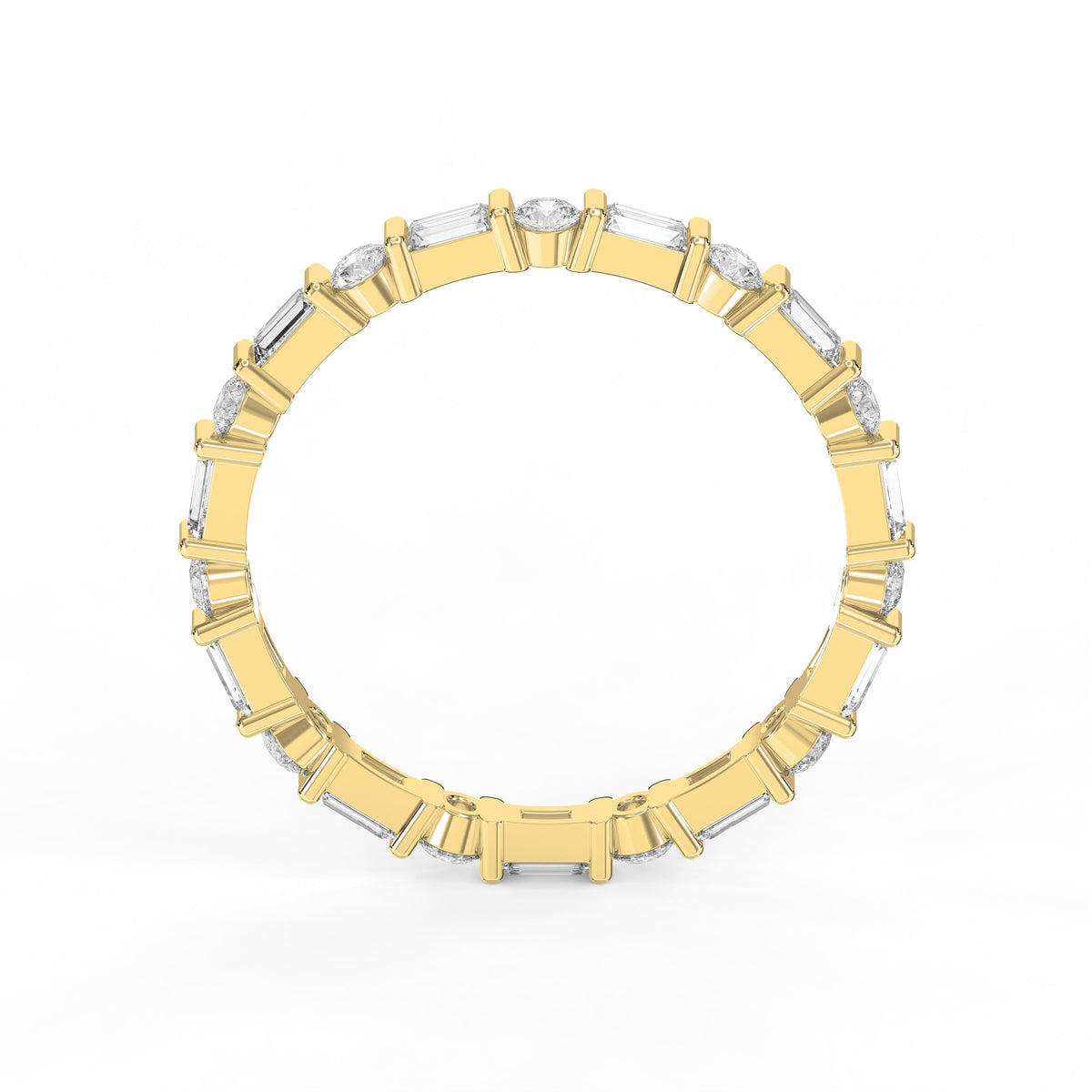 Round Baguette Cut Diamond Duo Ring, view 5