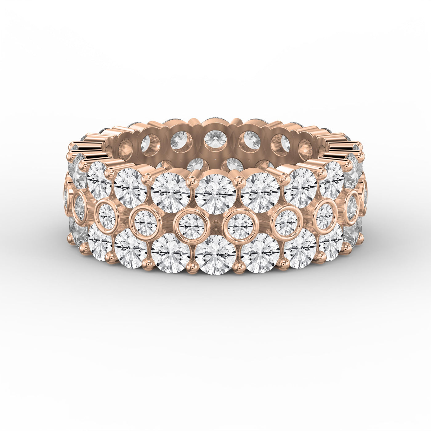 Wide Multi Row Round Brilliant Cut Diamond Band, view 7