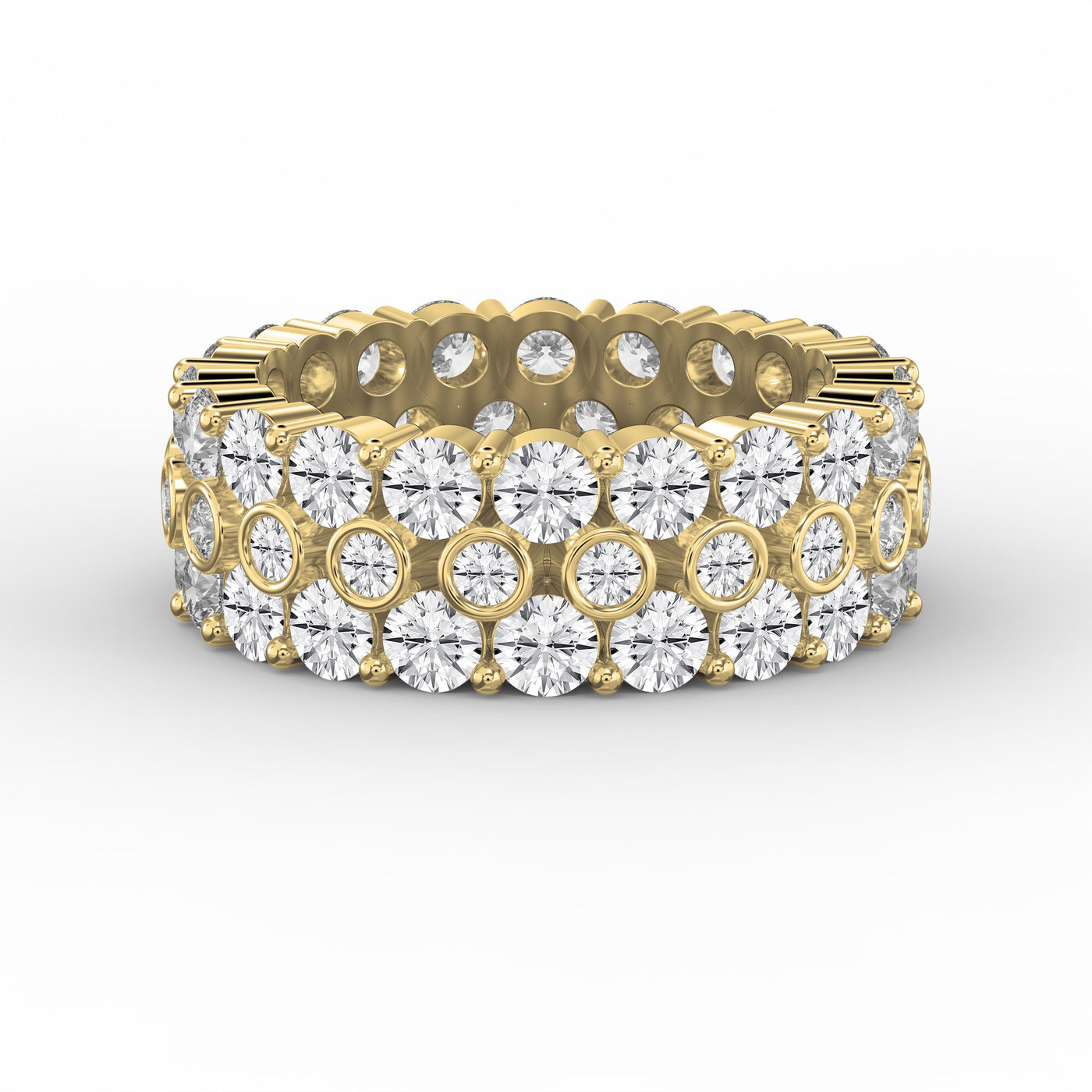 Wide Multi Row Round Brilliant Cut Diamond Band, view 1