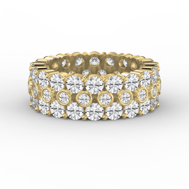 Wide Multi Row Round Brilliant Cut Diamond Band, view 1