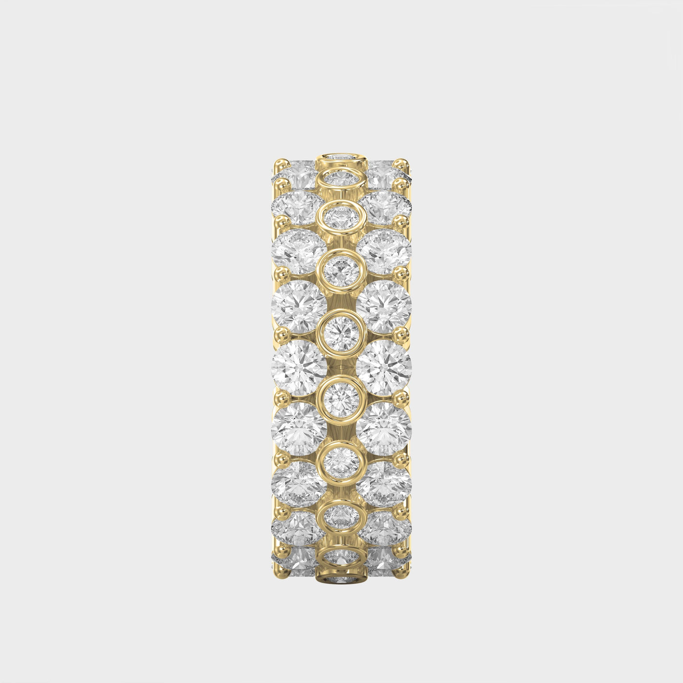 Wide Multi Row Round Brilliant Cut Diamond Band, view 4
