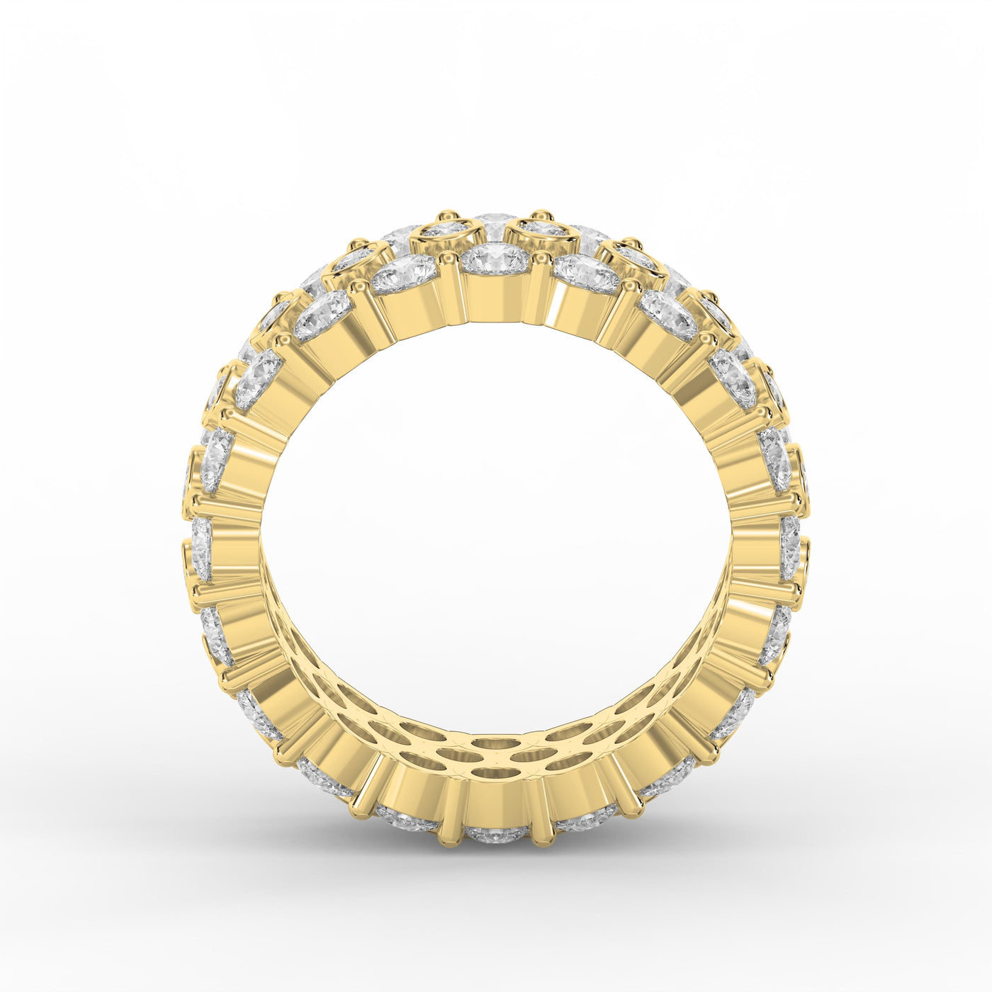 Wide Multi Row Round Brilliant Cut Diamond Band, view 5