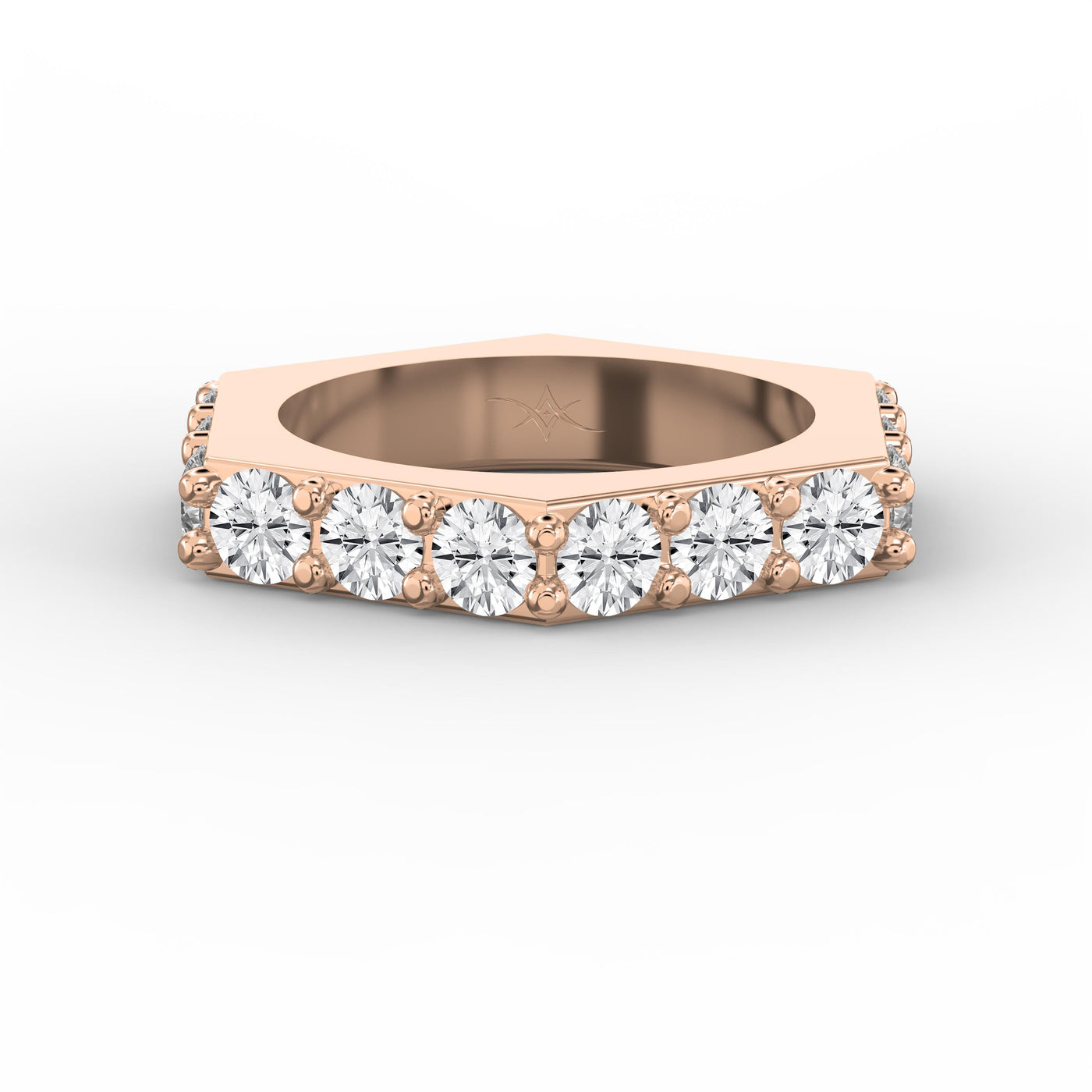 Forever Edge Unique Geometric Round Diamond Band, view 7