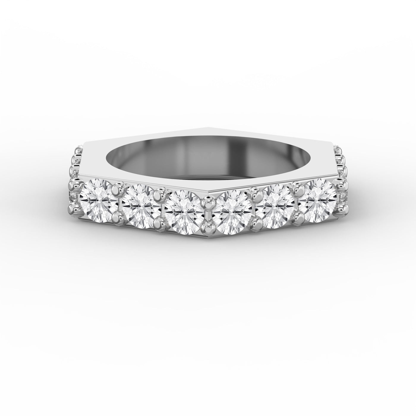 Forever Edge Unique Geometric Round Diamond Band, view 6