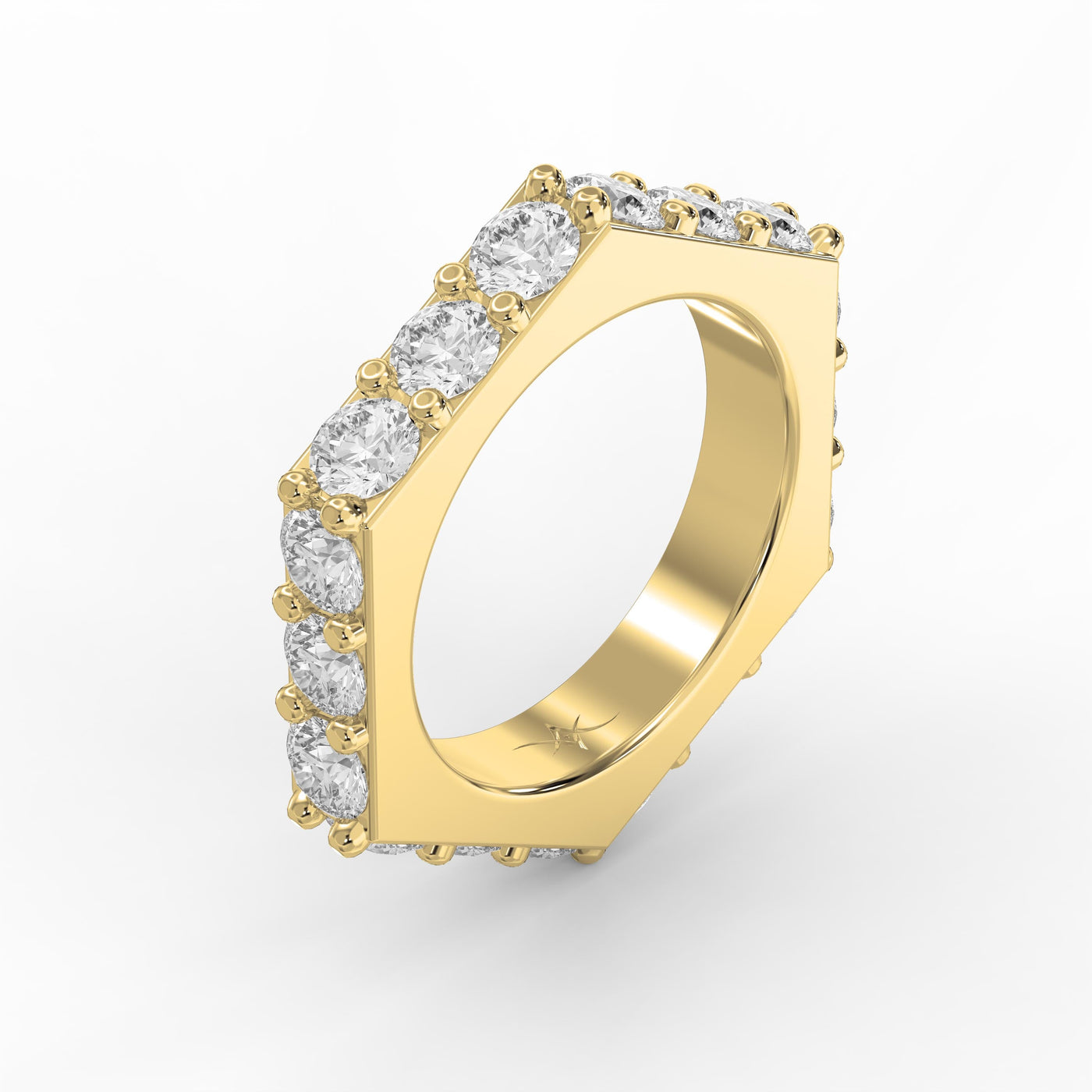 Forever Edge Unique Geometric Round Diamond Band, view 3