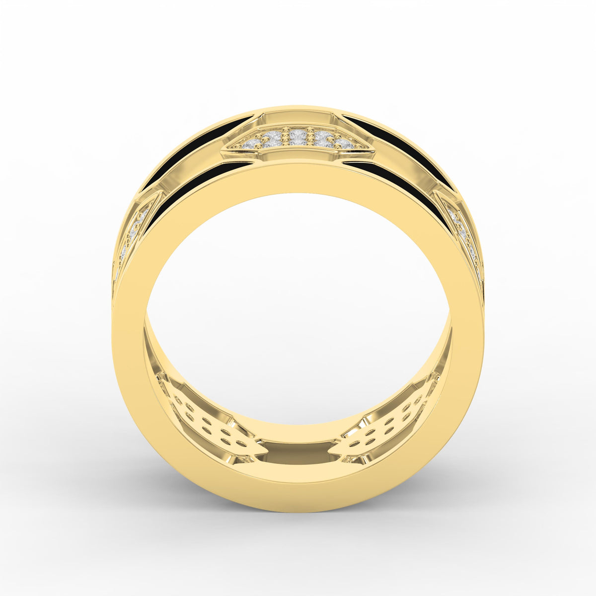 Geometric Cluster Design with Black Enamel Diamond Band, view 5