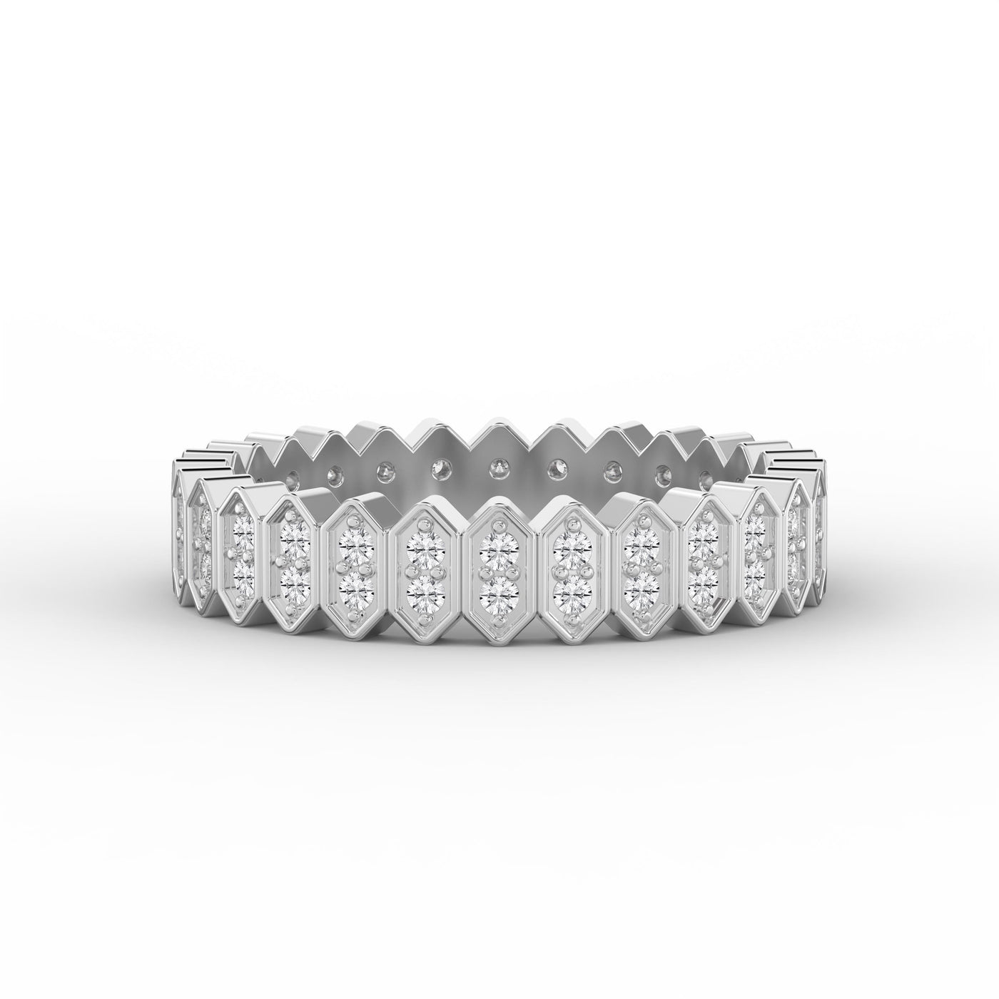 Marquise Motif Round Diamond Wedding Band, view 6