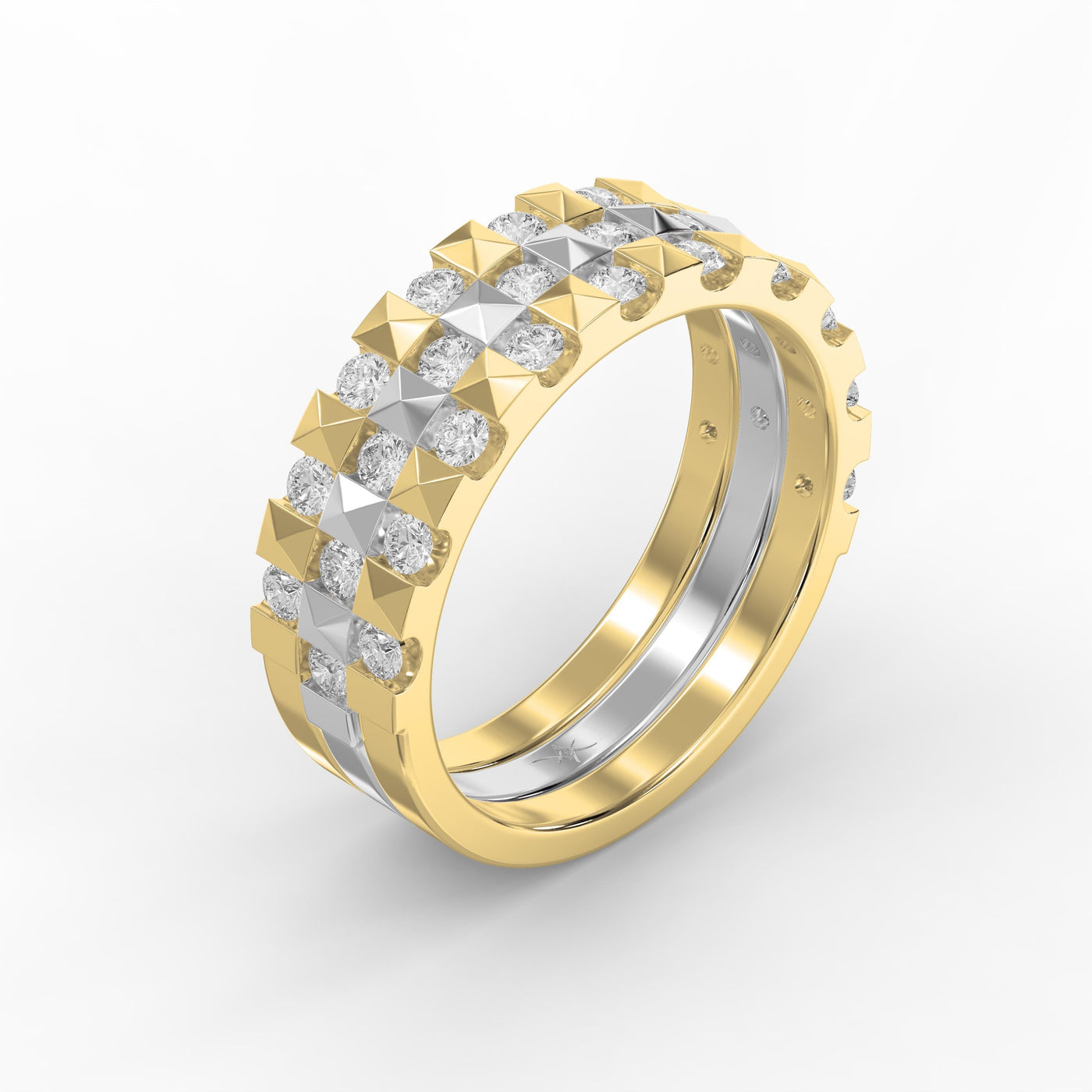 Stellar Edge Two-Tone Diamond Band Round Brilliant Cut Diamond ( 0.75 - 1.00 ct. ), view 3