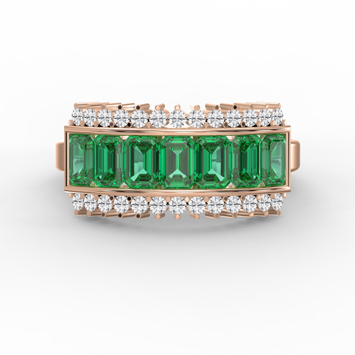 Emerald Cut Green Diamond Statement Ring, view 7
