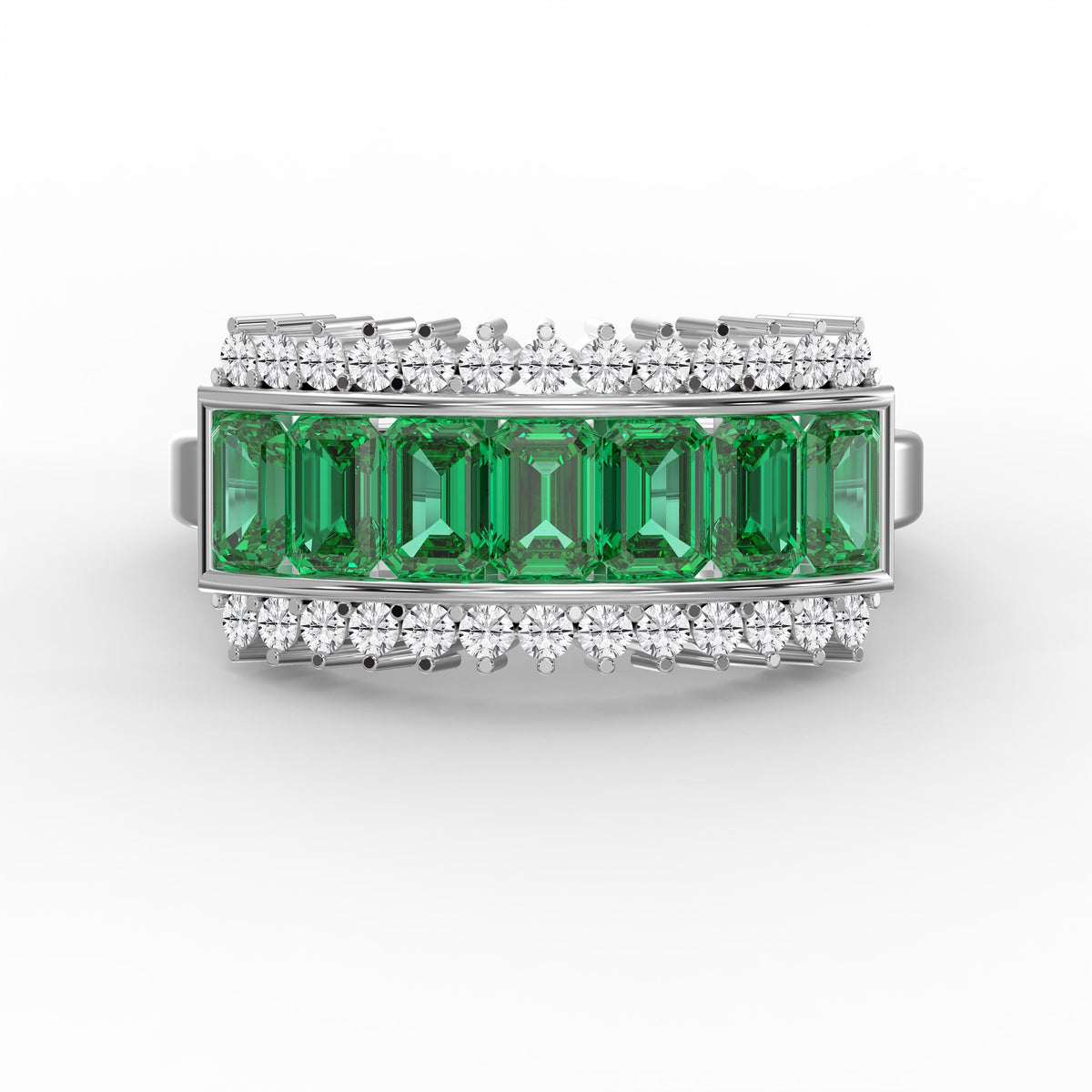 Emerald Cut Green Diamond Statement Ring, view 6