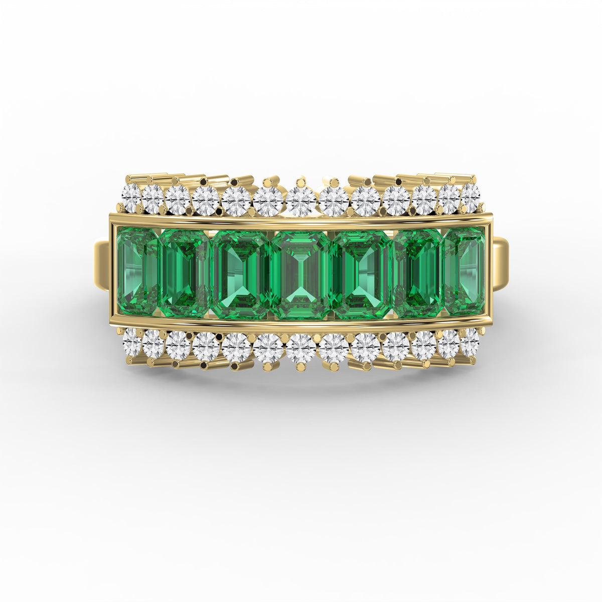 Emerald Cut Green Diamond Statement Ring, view 1