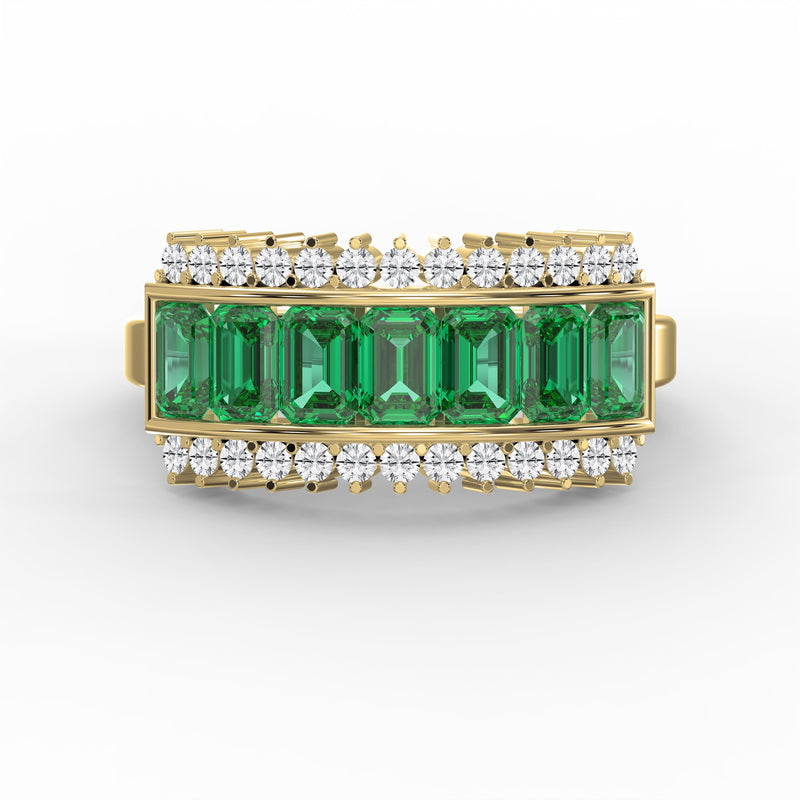 Emerald Cut Green Diamond Statement Ring, view 1