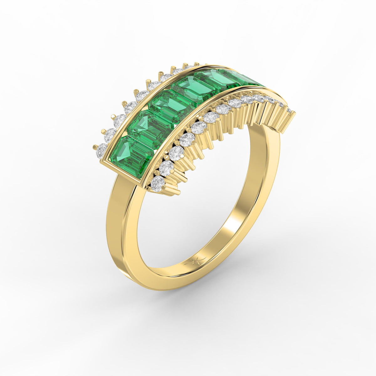 Emerald Cut Green Diamond Statement Ring, view 3