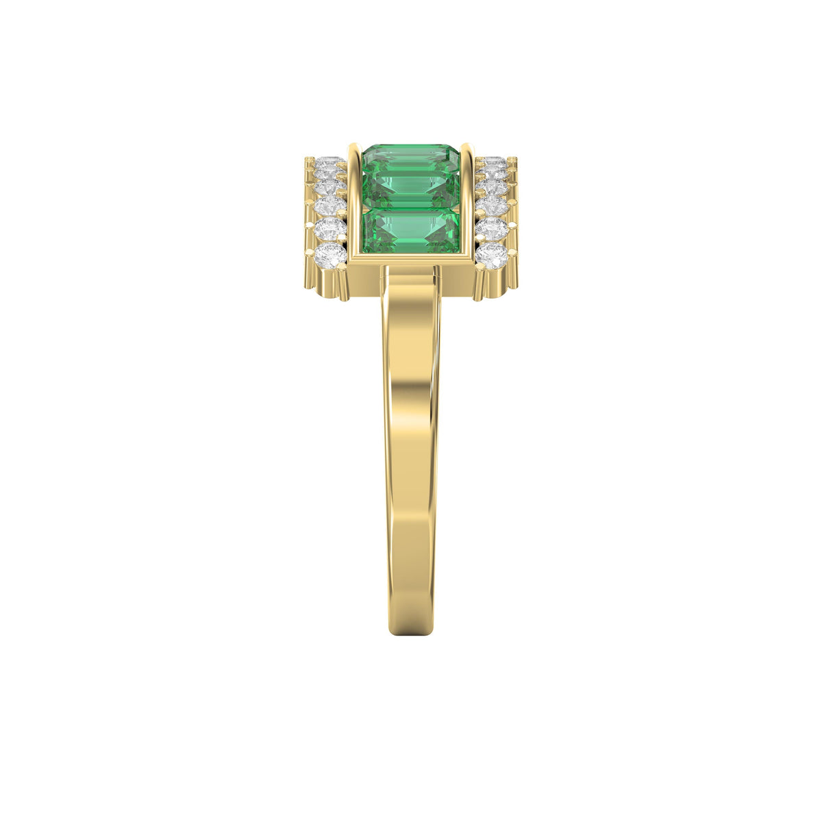 Emerald Cut Green Diamond Statement Ring, view 4