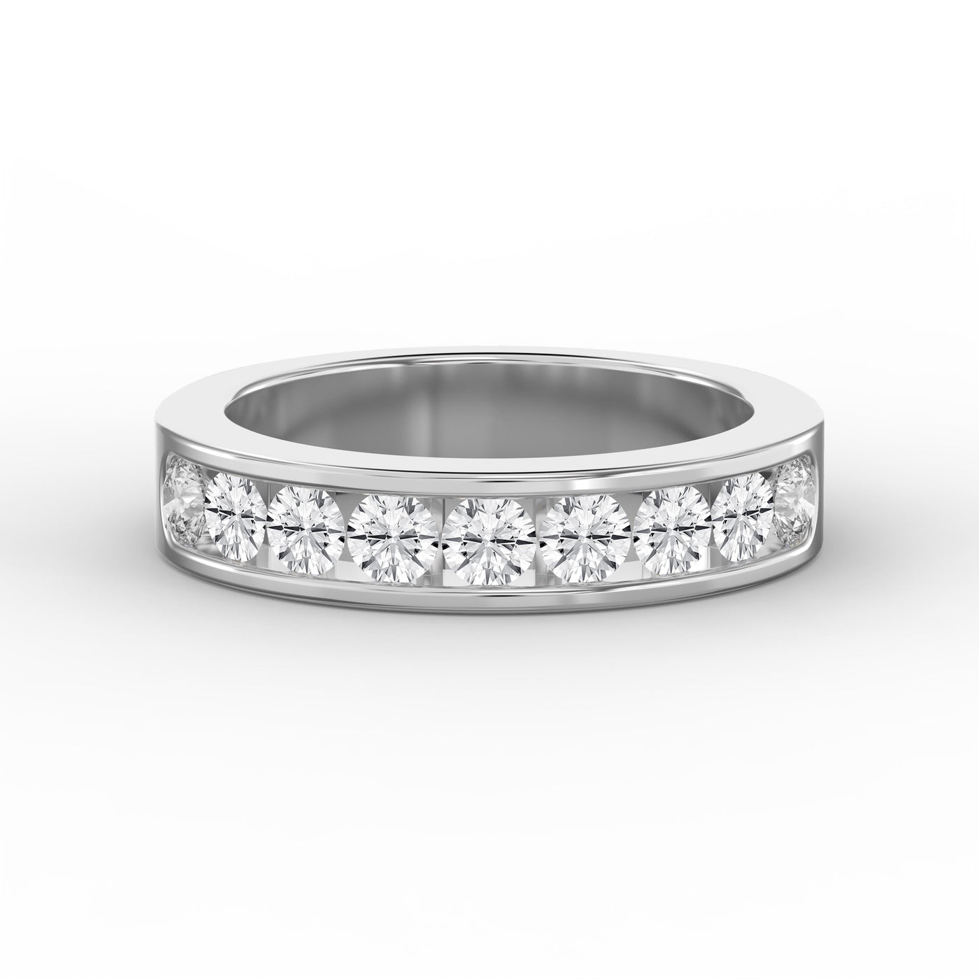 Channel Set Round Diamond Half Ring, view 6