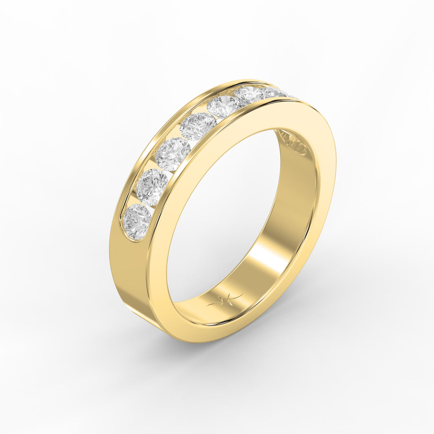Channel Set Round Diamond Half Ring, view 3
