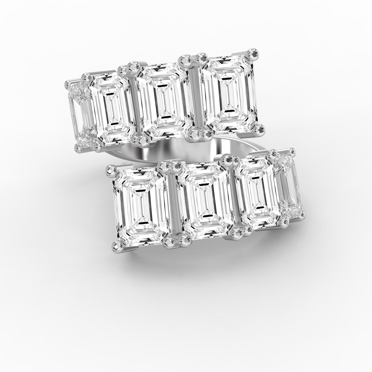 Emerald diamond Flow Bypass Fashion Ring, view 6