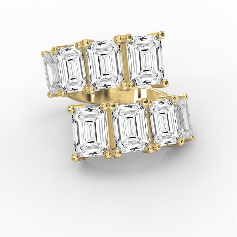 Emerald diamond Flow Bypass Fashion Ring, view 1