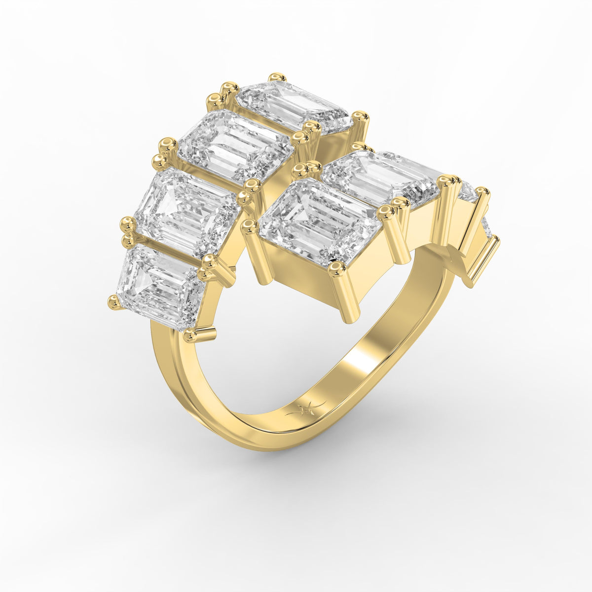 Emerald diamond Flow Bypass Fashion Ring, view 3