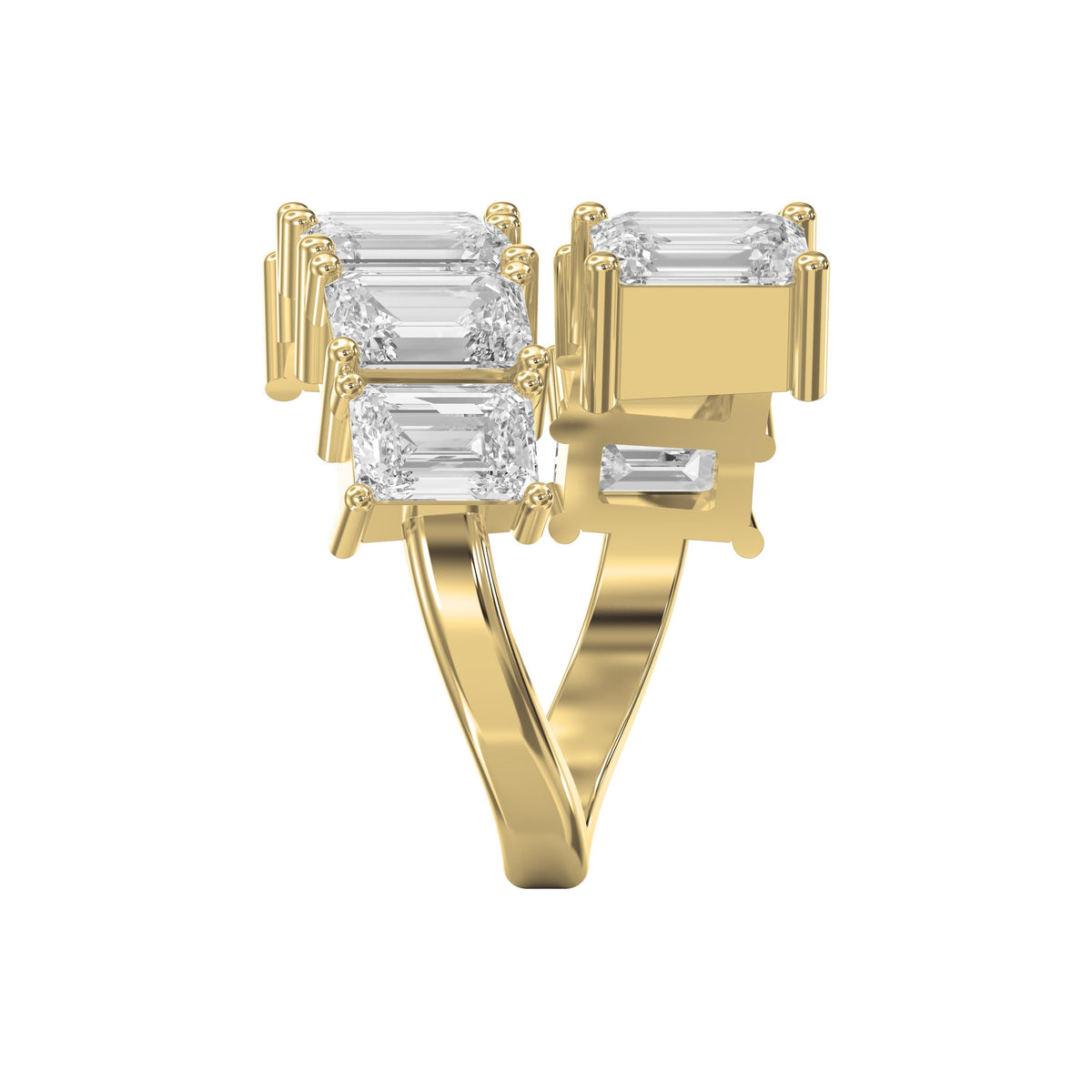 Emerald diamond Flow Bypass Fashion Ring, view 4