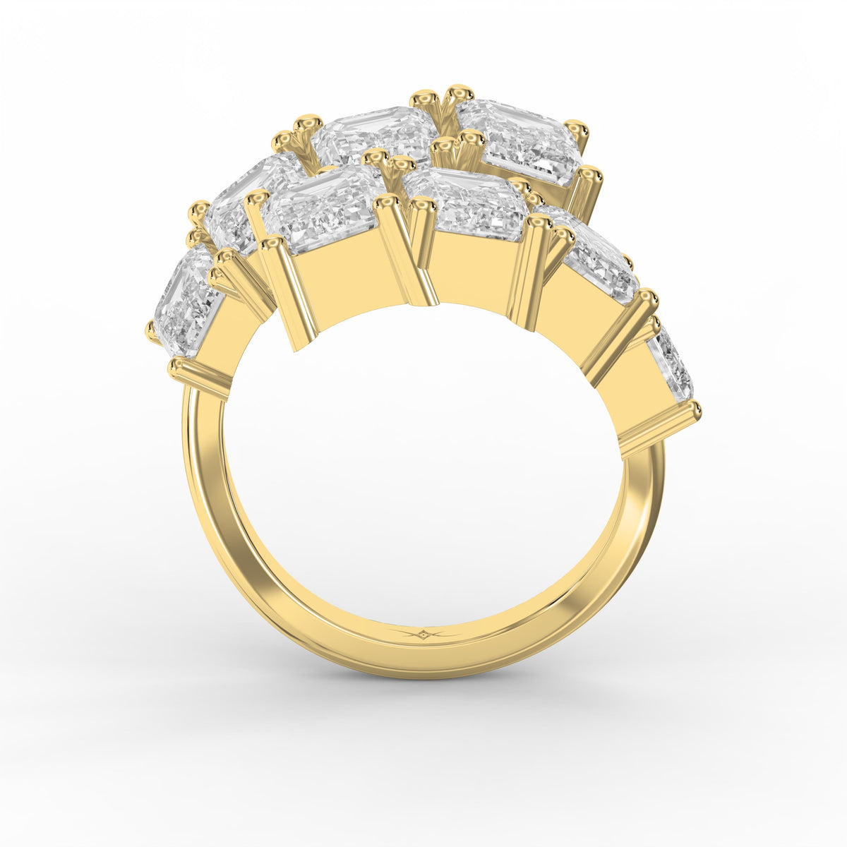 Emerald diamond Flow Bypass Fashion Ring, view 5