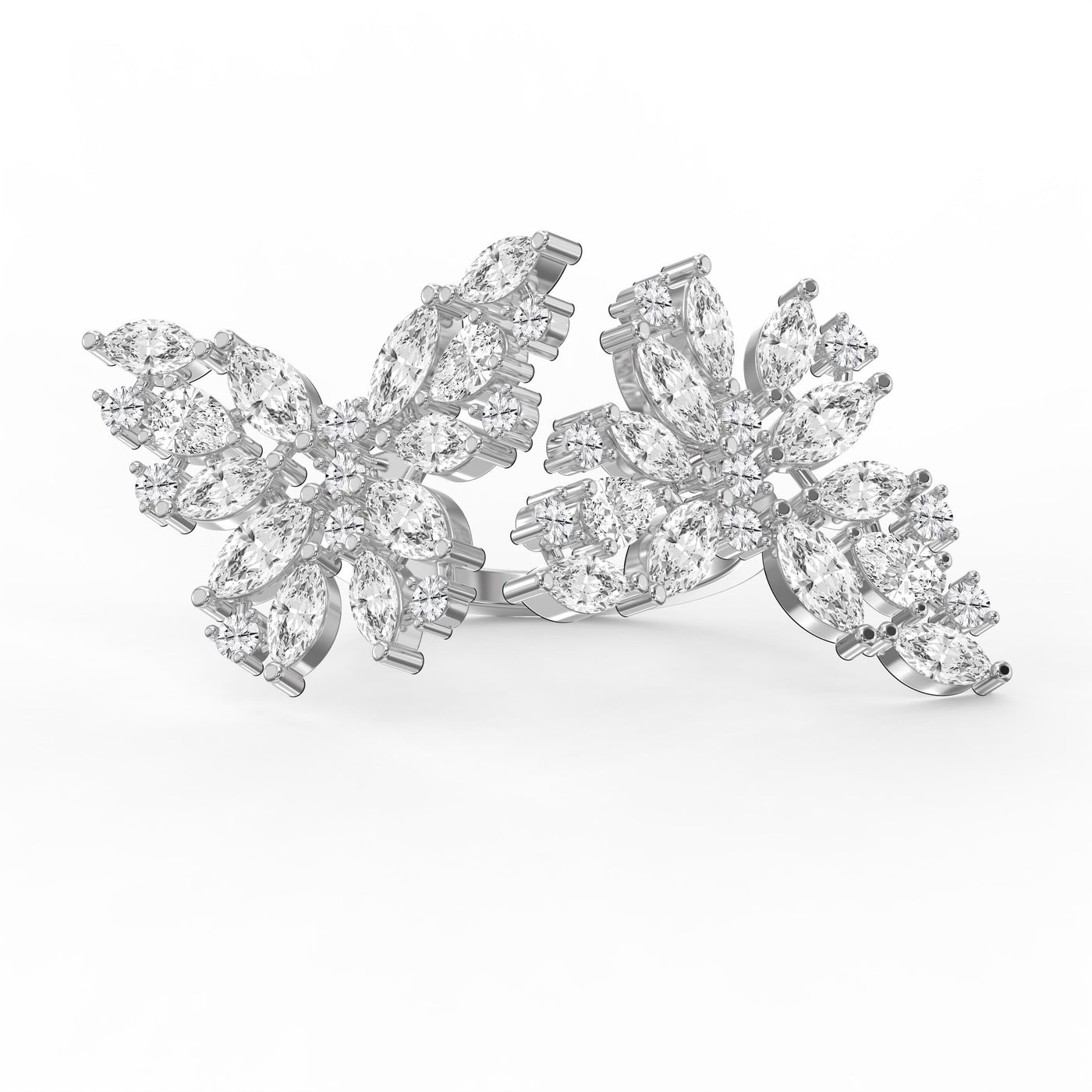 Double Floral Statement Cocktail Butterfly Style Fashion Ring, view 6