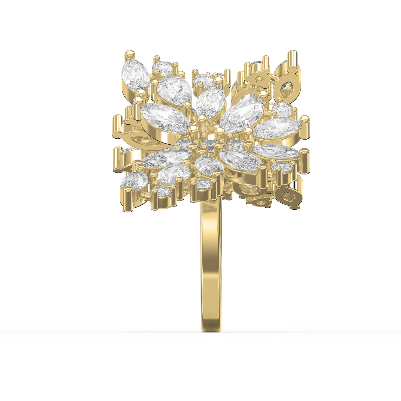 Double Floral Statement Cocktail Butterfly Style Fashion Ring, view 4