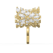 Double Floral Statement Cocktail Butterfly Style Fashion Ring, view 4